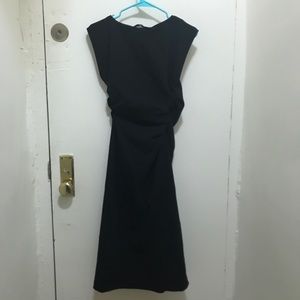 Zara black midi dress with knotted riches waist xs